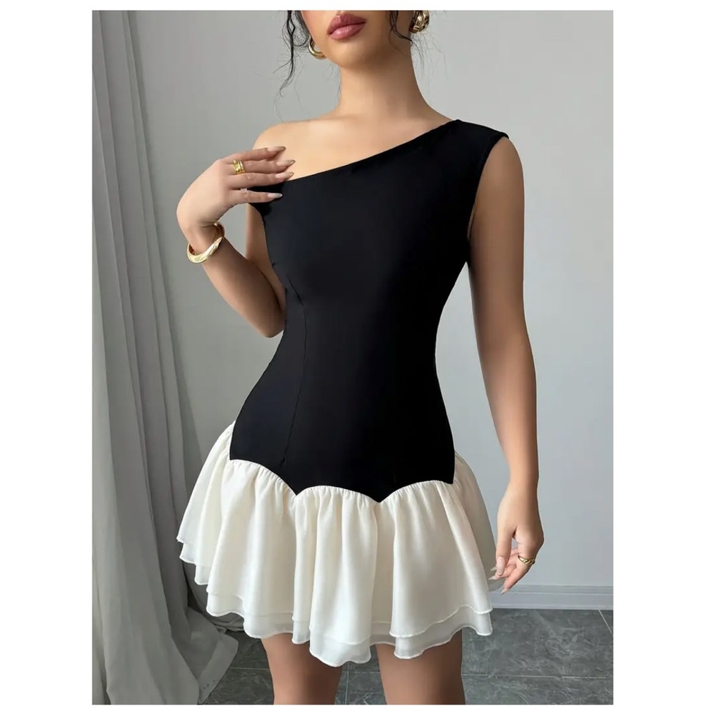 Elegant Romantic Ruffled Hem Mini Dress